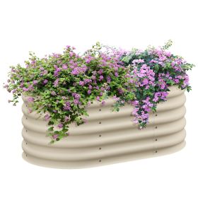 Outsunny 3.5' x 2' x 1.4' Galvanized Raised Garden Bed Kit, Outdoor Metal Elevated Planter Box with Safety Edging