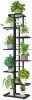 8 Tier Metal Plant Stand for Indoor Outdoor Flower Pot Display Planter Shelf, Charcoal Grey