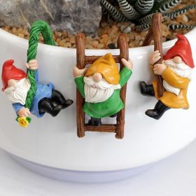 Garden Gnome Statue Elf Tree Climbing Gnomes Sculpture Mini Garden Dwarf Figurines Ornaments For Outdoor Plant Pot Decor