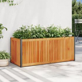 Garden Planter 43.3"x17.7"x17.3" Solid Wood Acacia and Steel