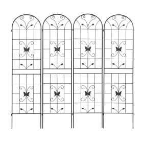 4 Pack Metal Garden Trellis 86.7" x 19.7" Rustproof Trellis for Climbing Plants Outdoor Flower Support Black