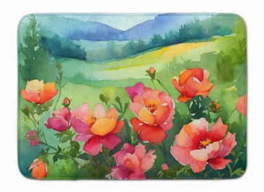 Iowa Wild Prairie Roses in Watercolor Memory Foam Kitchen Mat Machine Washable Anti-Fatigue Mat Cushion Comfort Bath Mat or Kitchen Rug