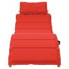 Sun Lounger with Cushion Red Solid Wood Acacia