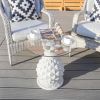 Indoor Outdoor White Vintage Pineapple Accent Table with Tempered Glass