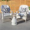 Indoor Outdoor White Vintage Pineapple Accent Table with Tempered Glass