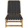 Sun Lounger Black Solid Wood Acacia and Fabric