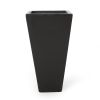13" Outdoor Modern MGO Small Cast Stone Planter, Black