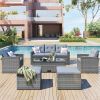 GO 6-piece All-Weather Wicker PE rattan Patio Outdoor Dining Conversation Sectional Set with coffee table, wicker sofas, ottomans