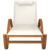 Sun Lounger with Pillow White Textilene and Solid Wood Poplar