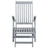 Patio Deck Chair with Footrest and Cushion Solid Wood Acacia