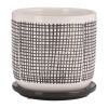 6" MESH DESIGN PLANTER W/ SAUCER, GRAY