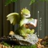 1pc Miniature Fairy Garden Figurines, Cute Resin Dragon Statue, Mini Dragon Reading Figurine, Mini Pink Dragon And Baby Statue, Fairy Garden Decor