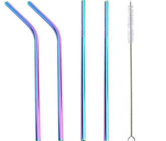 Colorful Reusable Stainless Steel Straws (Color: Multicolor, Style: STRAIGHT.BENT)