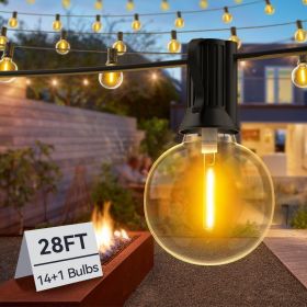 G40 LED String Light 50Ft 100Ft 150Ft Outdoor Garland Light IP45 Waterproof Fairy String Wedding Decoration For Patio Backyard (Plug Type: US PLUG, Emitting Color: 28FT)