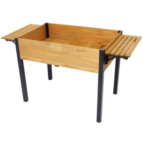 Raised Garden Bed, Metal Leg Wood Planter Boxes with Folding Storage Shelf,Elevated Planter Box for Growing Fresh Herbs, Vegetables (Color: as Pic)