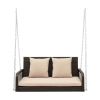 2-Person Outdoor Wicker Porch Swing with Seat and Back Cushions