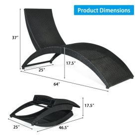Foldable Patio Lounge Chair with Cushion for Backyard (Color: Turquoise)