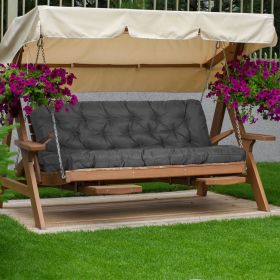 2-3 Seater Swing Cushion Waterproof Outdoor Swing Cushions Replacement Swing Bench Pads Chair Mat with Backrest 8 Tie Straps 59x43.3x3.9in for Patio F (Color: Dark grey)