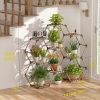 9 Tiers,11 Tiers,13 Tiers Hexagonal Plant Stand Indoor, Wood Outdoor Plant Shelf for Plants, 9 Potted Ladder Plant Holder