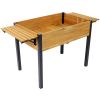Raised Garden Bed, Metal Leg Wood Planter Boxes with Folding Storage Shelf,Elevated Planter Box for Growing Fresh Herbs, Vegetables