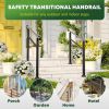 US Heavy Duty 3 Steps Handrails for Outdoor Steps - Adjtable Height Outdoor Stair Railing Fits 2